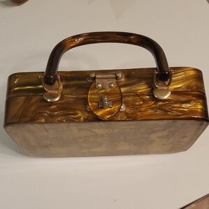 Vintage Brown Lucite Clutch